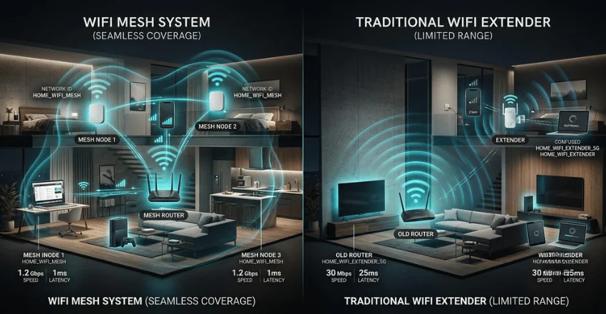 Mesh versus a WiFi extender